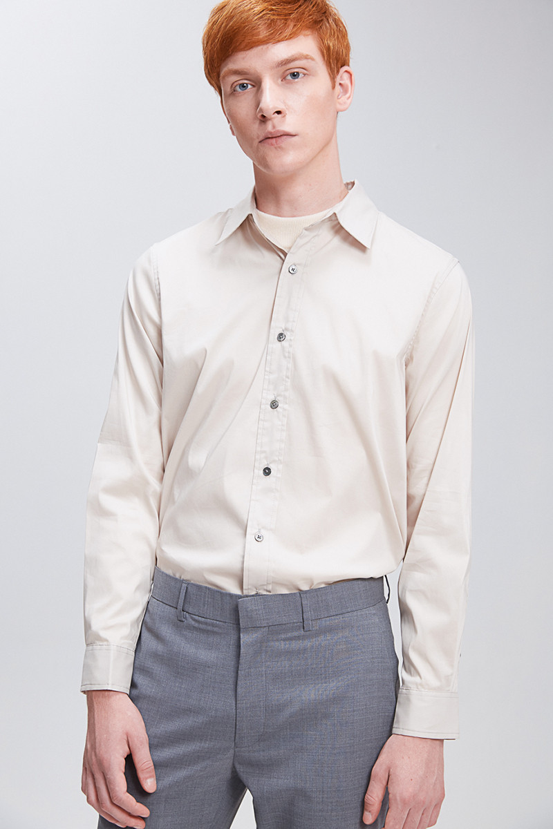 宽领手针男士长袖衬衫