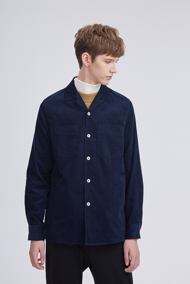 【designermenwear】depot3/depot3品牌18秋冬新品睡衣领灯芯绒男士