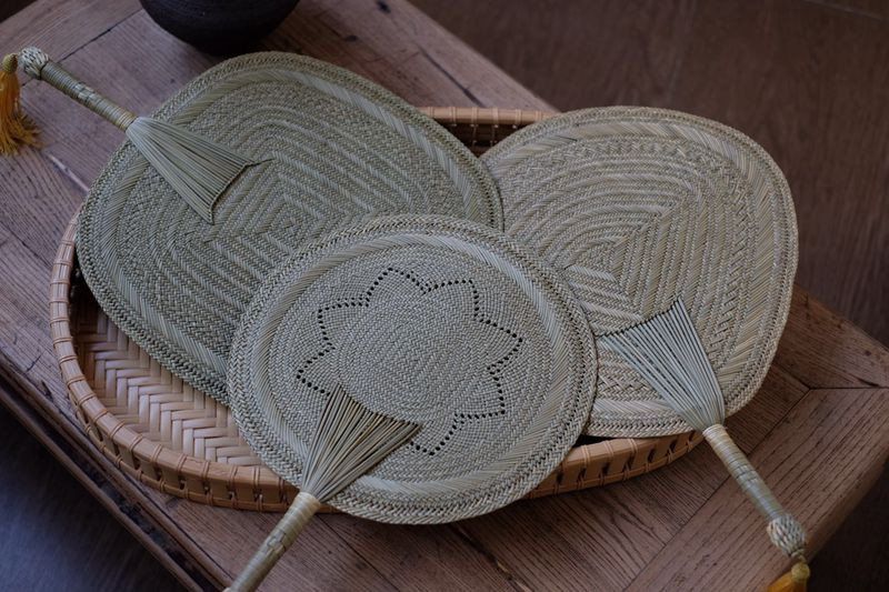 bambooart/竹矣 手工草编扇 草扇 工艺礼品