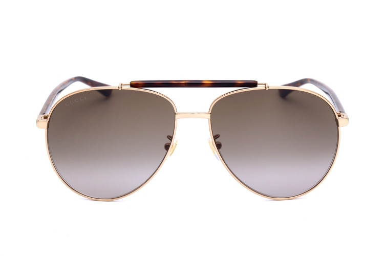 gucci/古驰 墨镜男女款古奇飞行员太阳镜复古双梁蛤蟆镜gg0014s