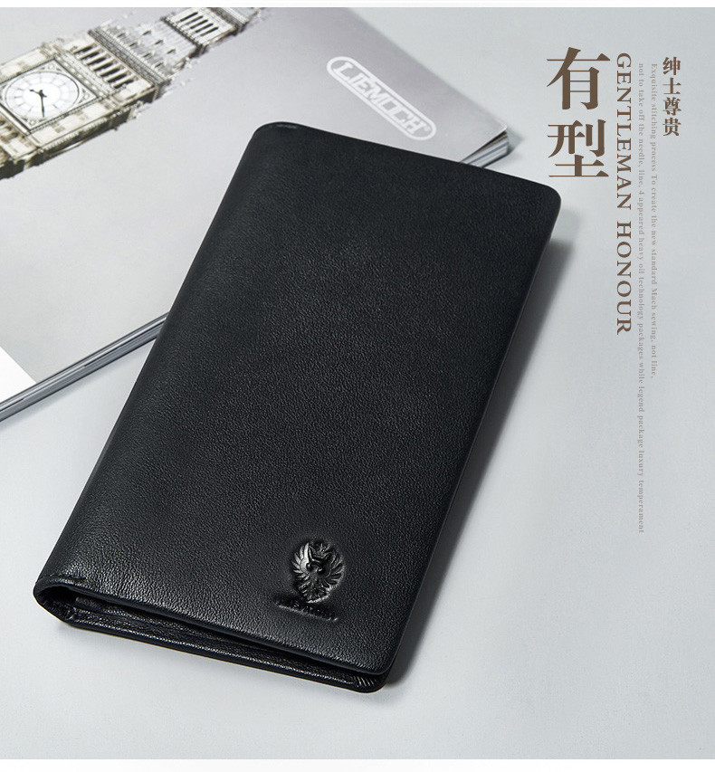 liemoch/利马赫 黑色长款经典商务头层牛皮男士钱包