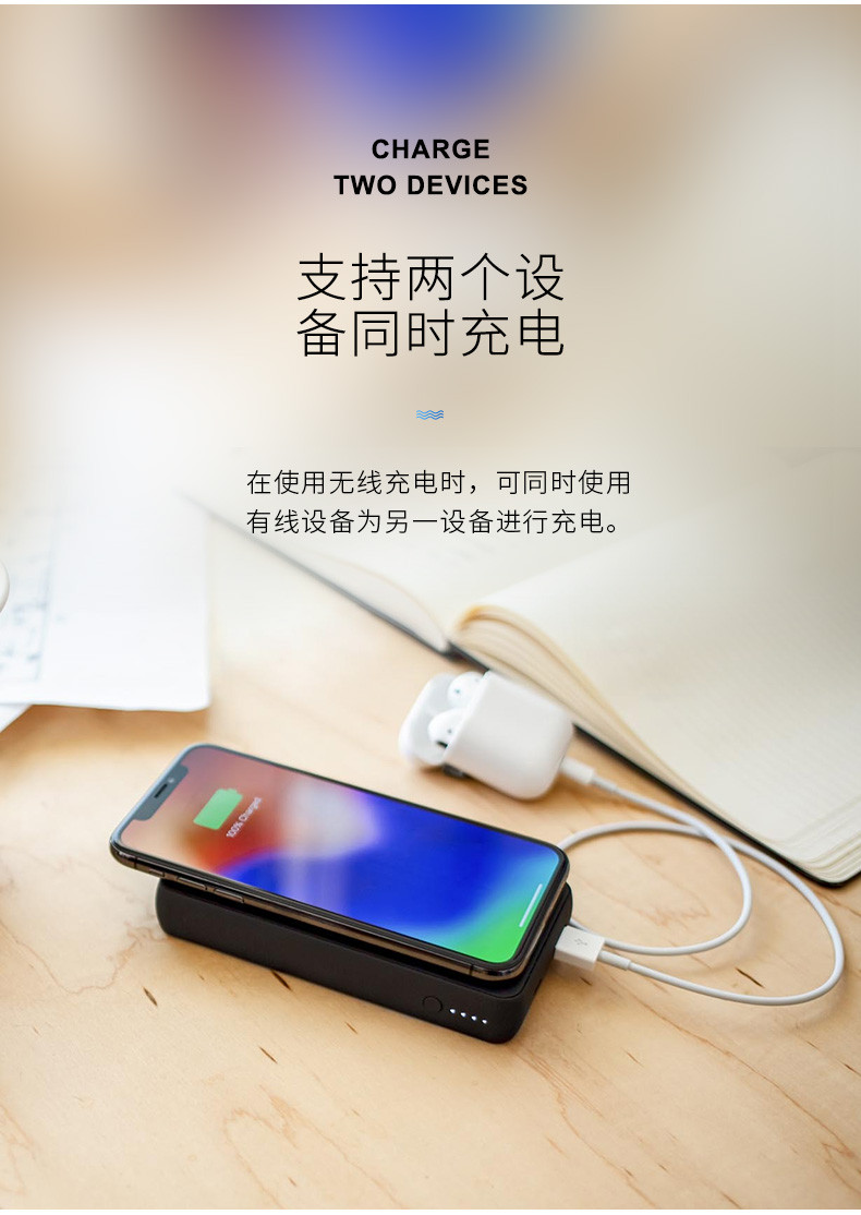 mophie/摩飛 蘋果x無線充電寶 6000毫安移動電源 適用iphonex/xsmax