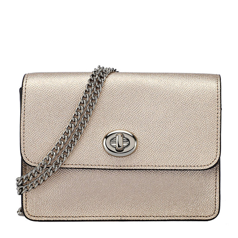 coach/蔻驰女士金色皮质单肩斜挎链条包小方包f31938sv/pl