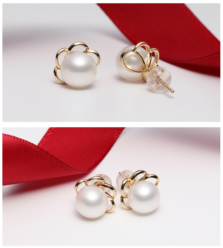 ruans/阮仕黄18k金淡水珍珠耳饰