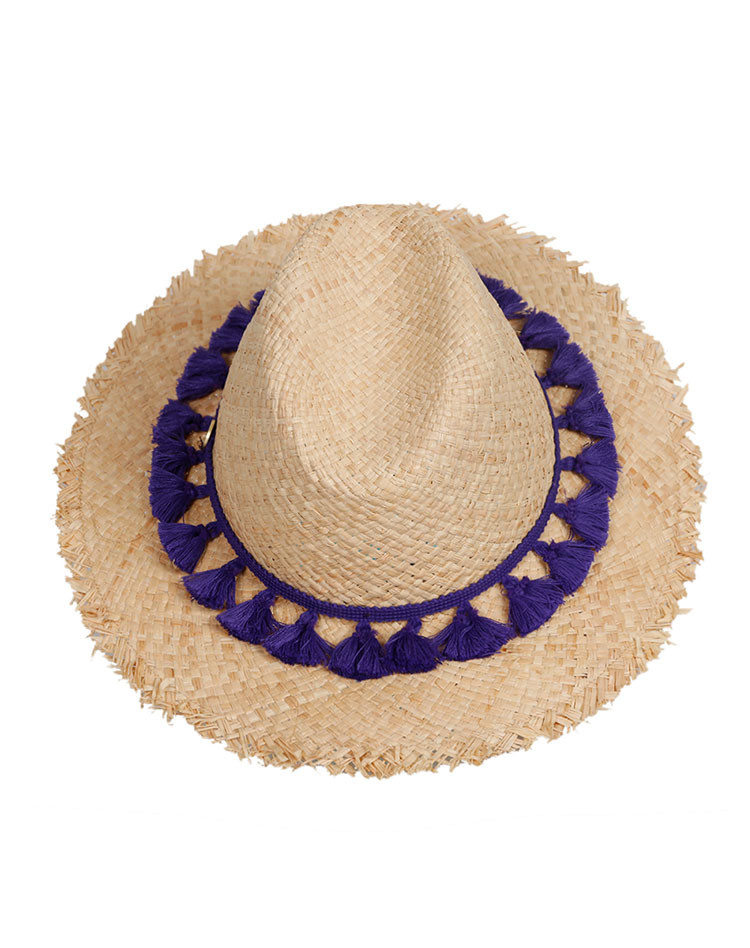 jog/jog 流苏设计环保草编 草帽 沙滩帽 遮阳帽jog a23