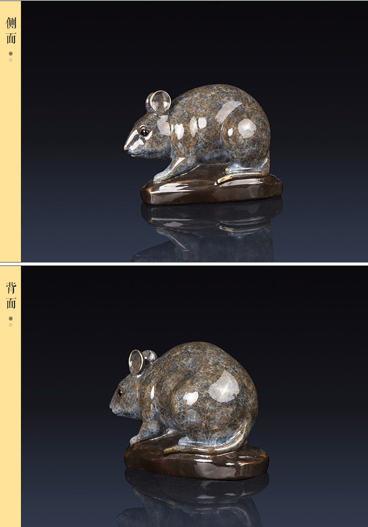 zbr/朱炳仁铜精铜十二生肖金鼠献瑞摆件 非遗家居摆件艺术品
