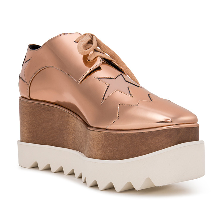 shoes】stella mccartney/斯特拉·麦卡特尼 黑白编织亮面星星厚底