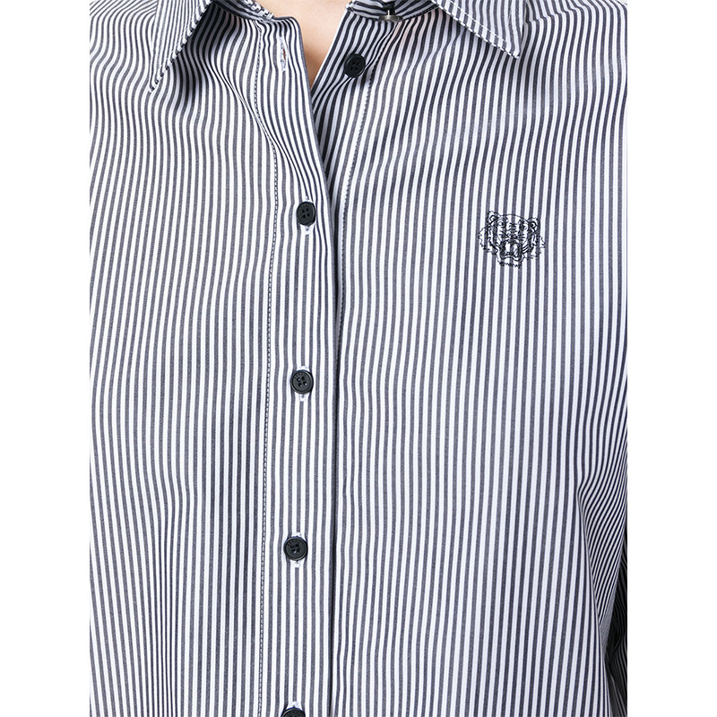 kenzo/高田贤三 黑白细条纹小虎头标女士长袖衬衫