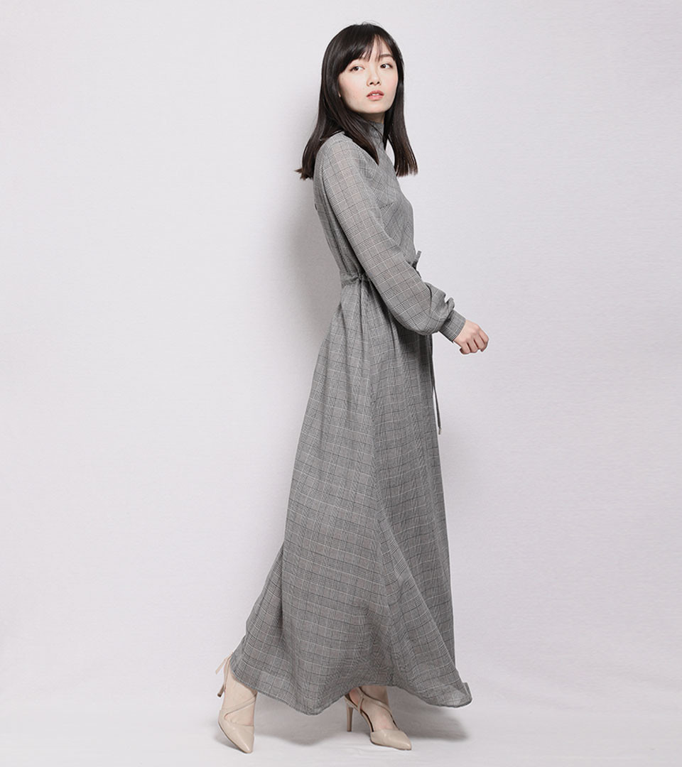 【designerwomenwear】bifubyxingchen/彼伏灰色露背飘带长裙女士