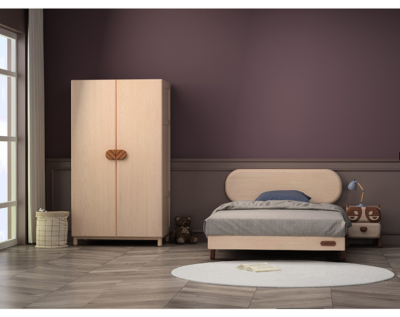 hamuoo/哈木的房间 纯实木衣柜 北欧简约枫木青少年衣橱 卧室两门储物