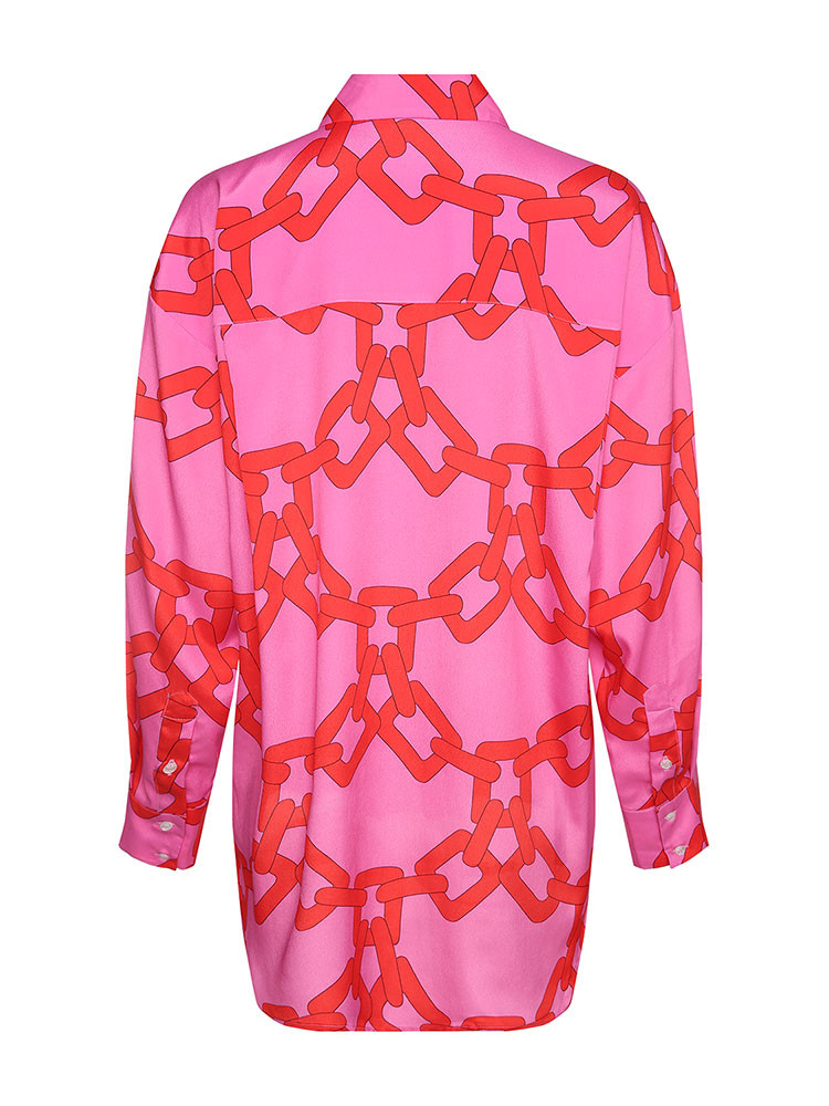 【18秋冬】msgm/msgm红色锁链印花女士长袖衬衫98d1mgmst017