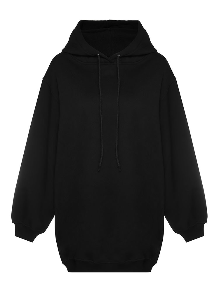 【18秋冬】msgm/msgm黑色背面破洞设计长袖连帽女卫衣98d1mgmju009