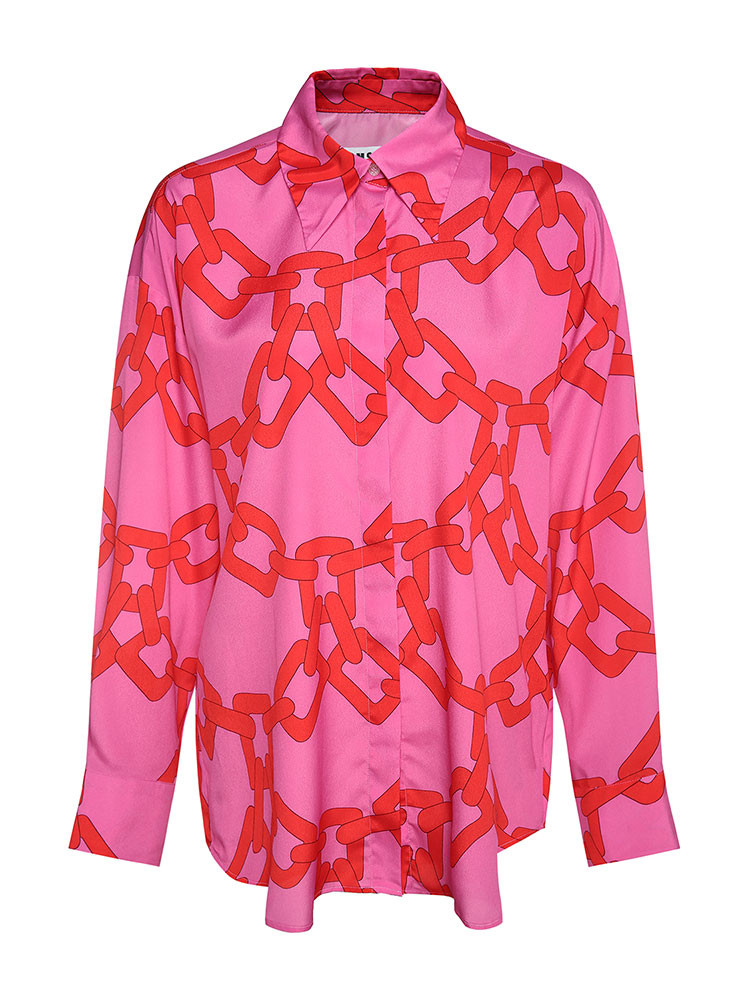 【18秋冬】msgm/msgm红色锁链印花女士长袖衬衫98d1mgmst017