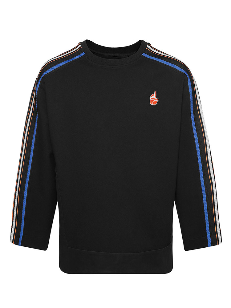 【18秋冬】staff only/staff only男卫衣黑色圆领长袖不对称下摆卫衣