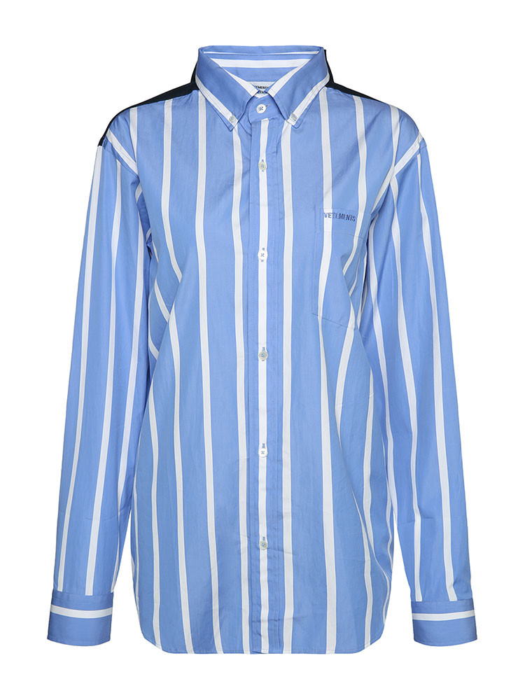 vetements/vetements 女士长袖衬衫 蓝白条纹长袖拼色衬衫98a1vtmst