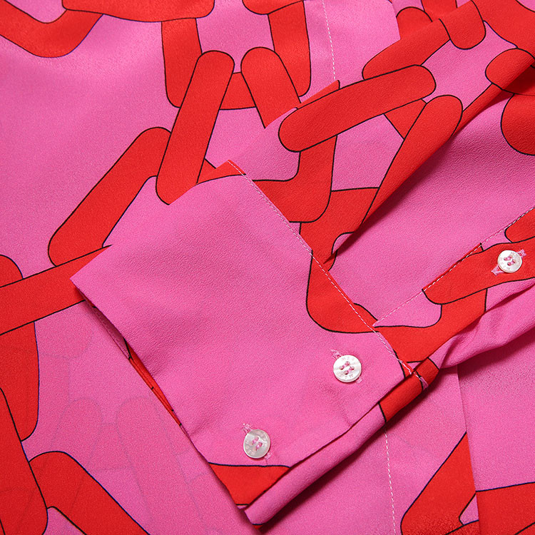 【18秋冬】msgm/msgm红色锁链印花女士长袖衬衫98d1mgmst017
