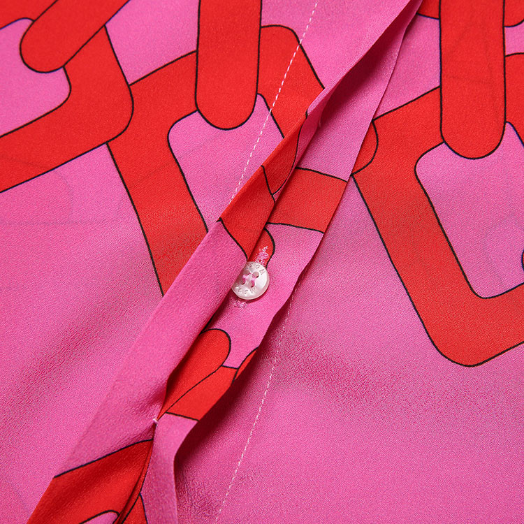 【18秋冬】msgm/msgm红色锁链印花女士长袖衬衫98d1mgmst017