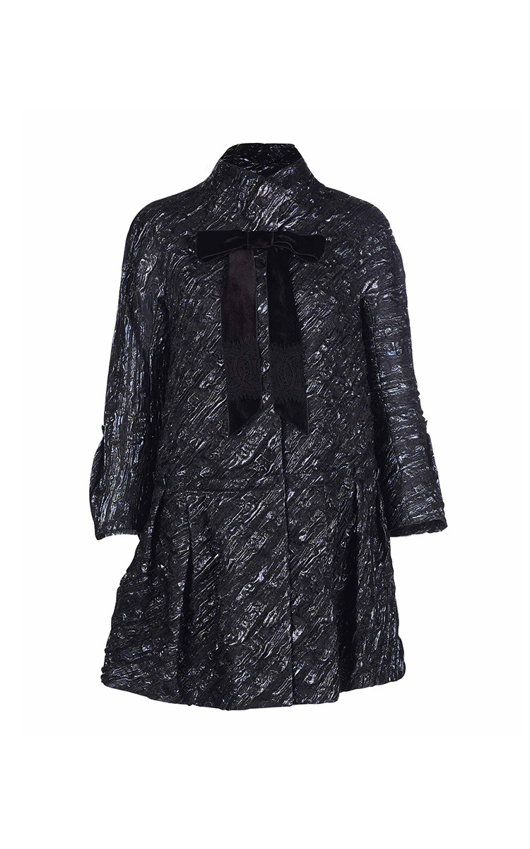 chen/夏姿陈 丰盈诗篇系列蝴蝶结a型缇花中长款女士大衣