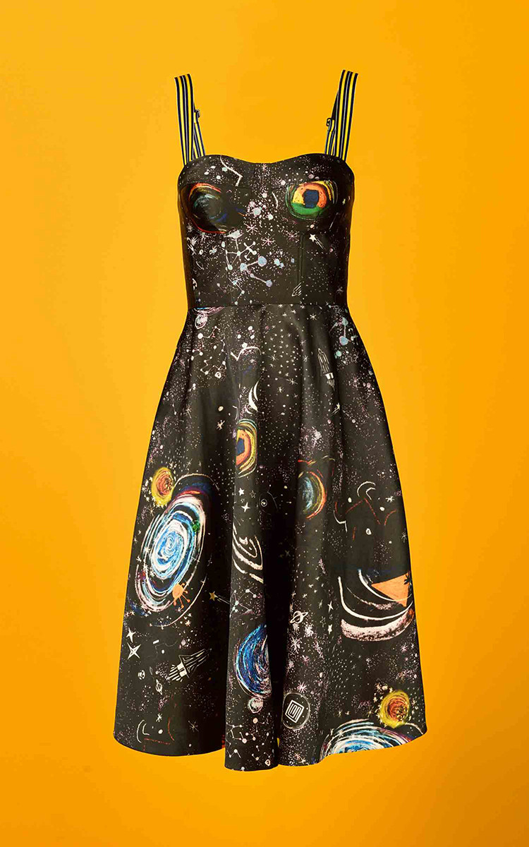 shiatzy chen/夏姿陈 年轻休闲系列星空印花吊带女士连衣裙