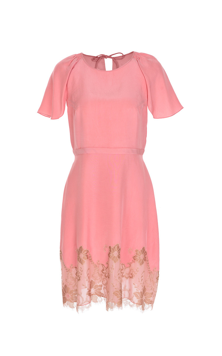 shiatzy chen/夏姿陈 凝丝晨曲系列蕾丝刻边短袖女士连衣裙