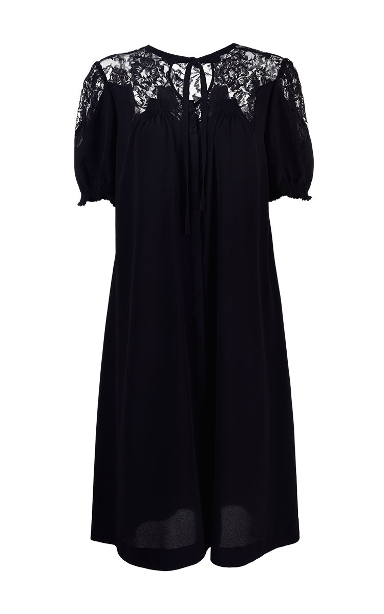 shiatzy chen/夏姿陈 浪漫桃花源系列蕾丝拼接系带女士连衣裙