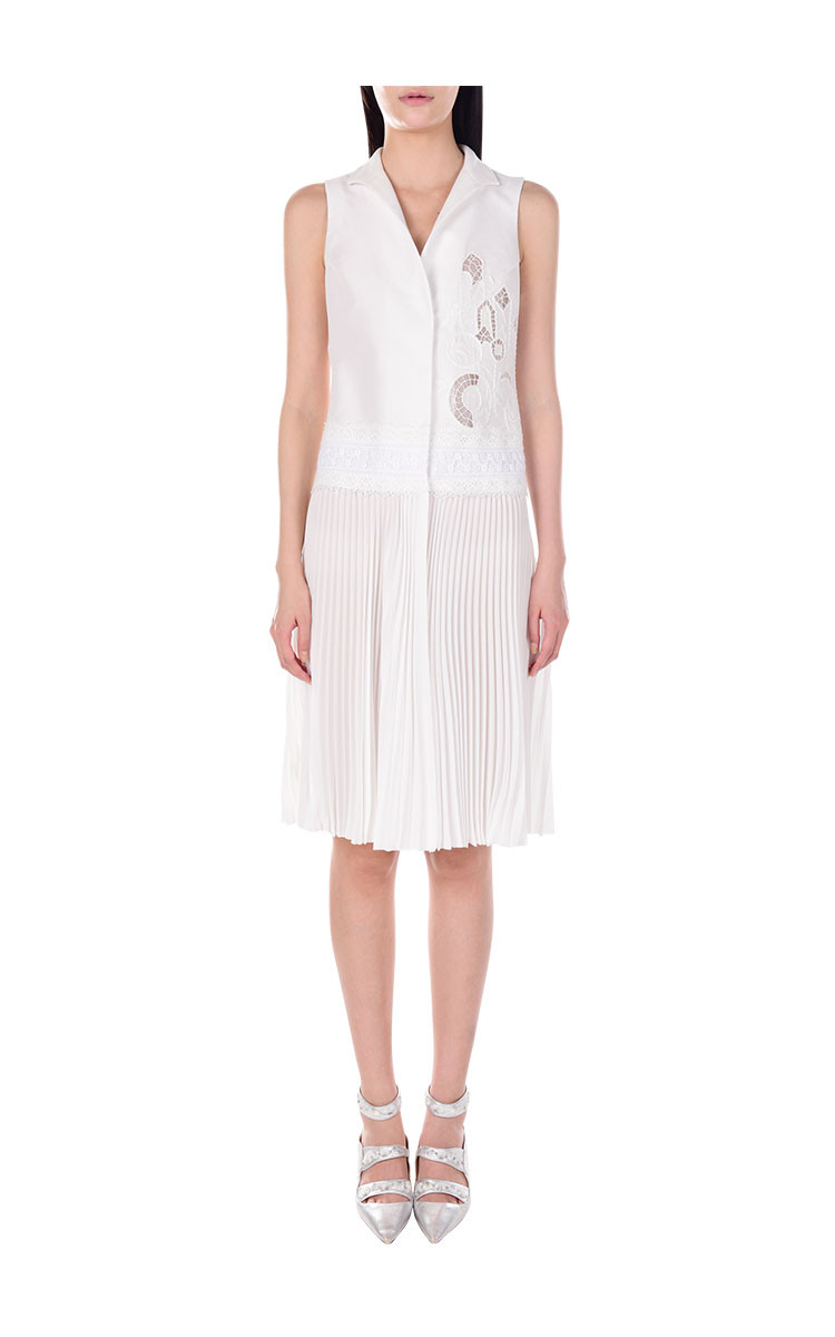 shiatzy chen/夏姿陈 绮丽窗棂系列几何无袖百褶女士连衣裙