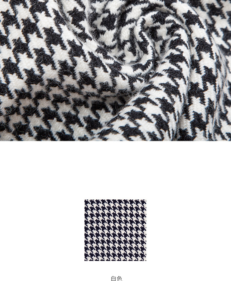 woo/妩男士千鸟格羊绒围巾披肩