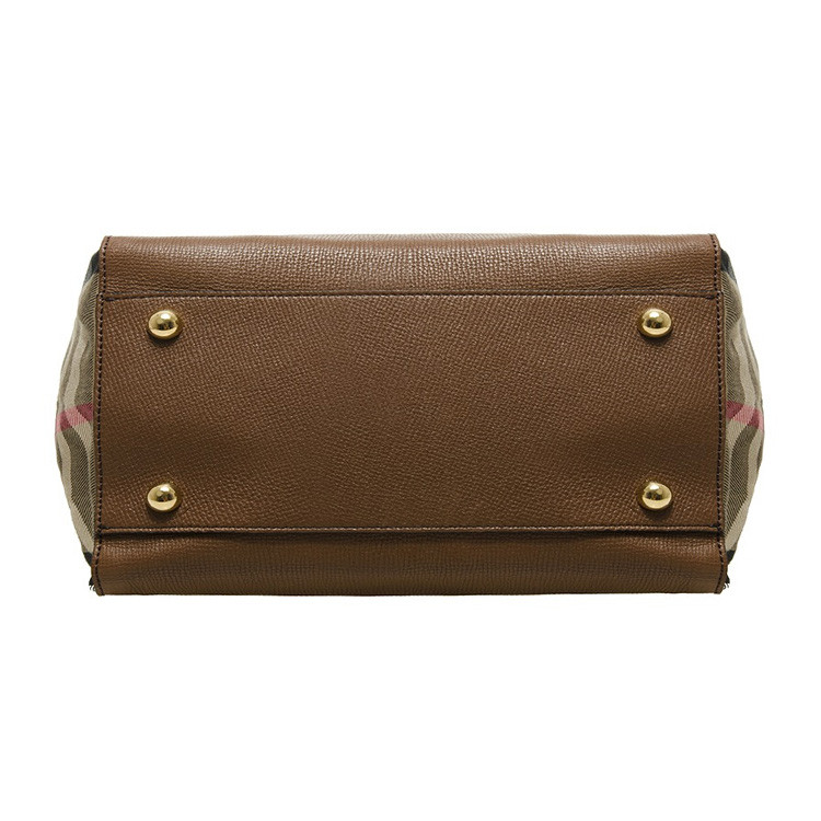 burberry/博柏利 女士 棕褐色格纹织物/配皮小号坎特手提包 39824471