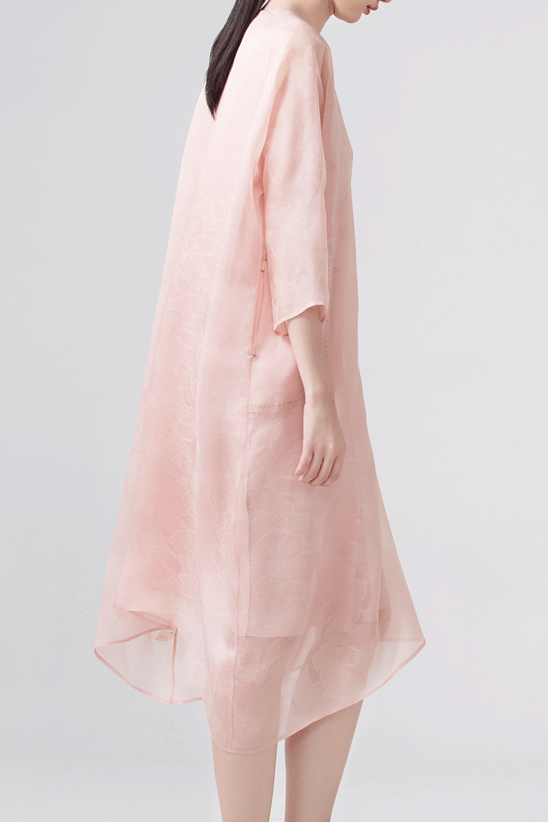 fuzang/福藏 v领真丝绡缎长袍 女中式其他