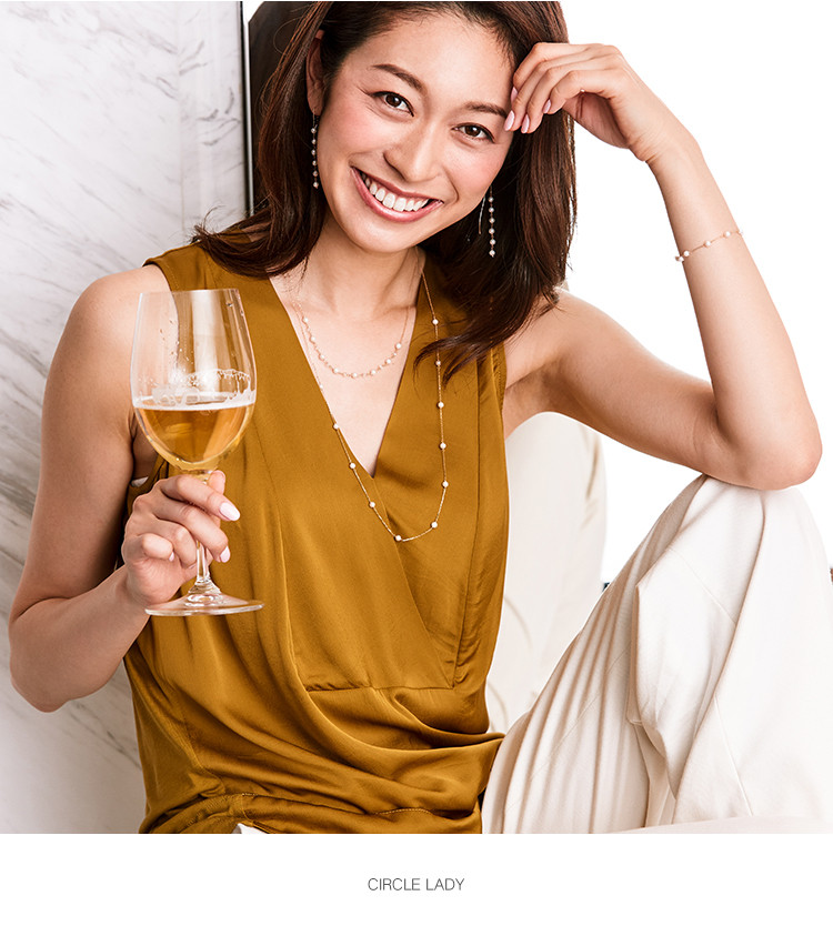 日本珠宝 黄9k金akoya珍珠长链毛衣链70cm复古送礼优选项链 项饰 首饰