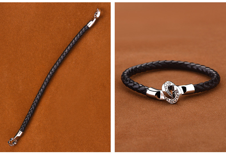 brosway/宝思薇意大利品牌欧美个性搭扣手工编织牛皮手链男友潮手绳