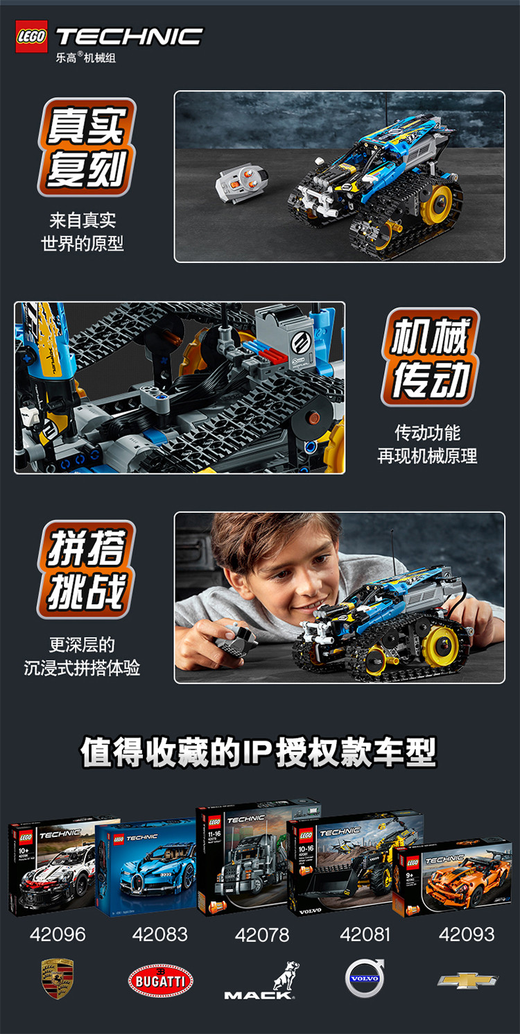 乐高(lego)积木 机械组technic遥控特技赛车9岁 42095 儿童玩具 男孩