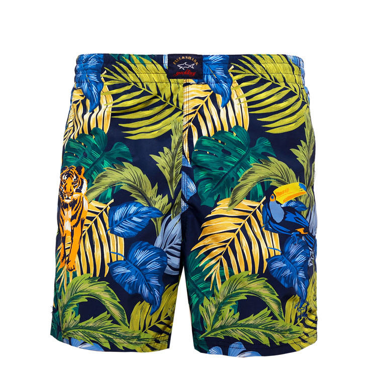 paul&shark/鲨鱼logo经典款中腰锦纶花色休闲风沙滩裤男士短裤 国际