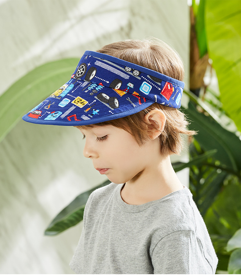 3-6岁宝宝卡通遮阳帽户外防紫外线儿童防晒帽春夏折叠空顶帽