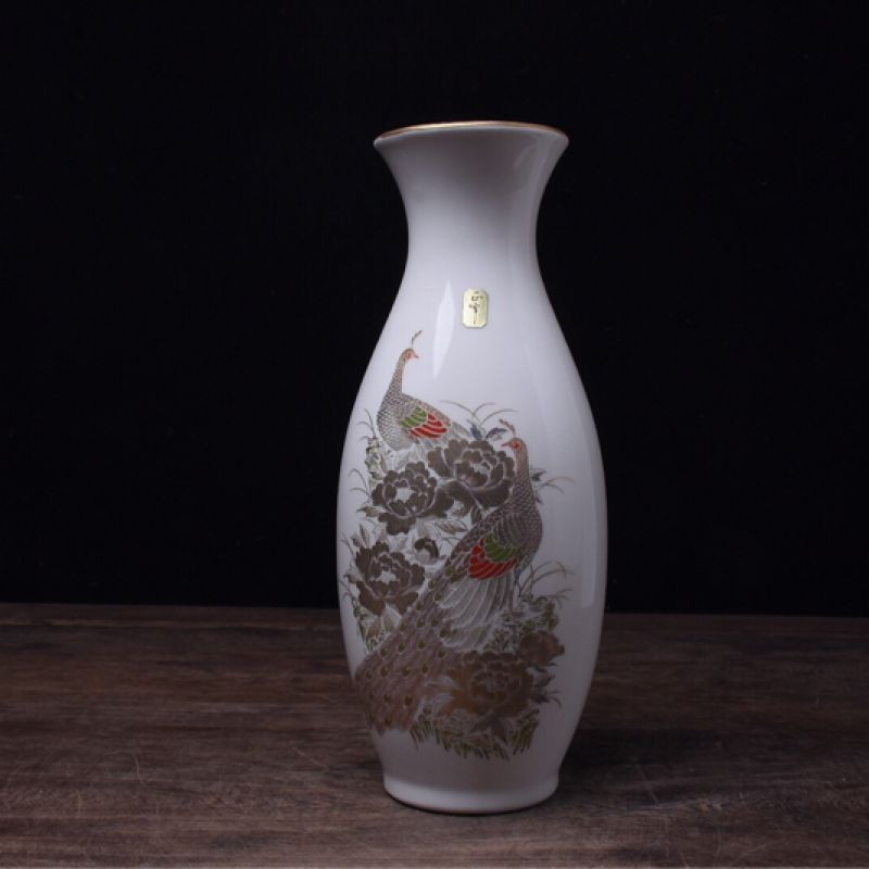 geichie/艺智绘 日本古陶"正峰"描金雀纹花器花瓶摆件