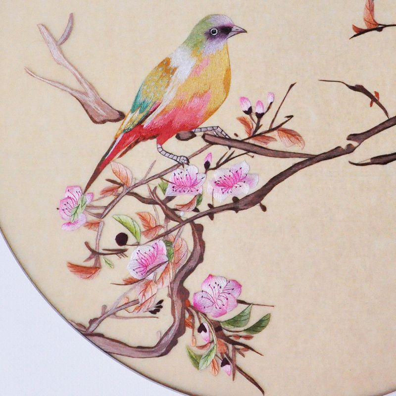 one/只有一个 苏州手工刺绣苏绣《桃花爱侣》