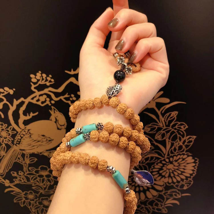 jinxuanzi/金玄紫 金刚菩提手串(搭配绿松石和银配珠)