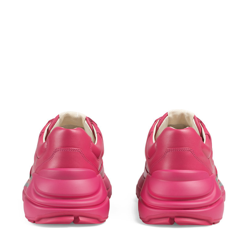 gucci/古驰 新品 rhyton男女同款粉色皮革印花标志老爹鞋528892drw005