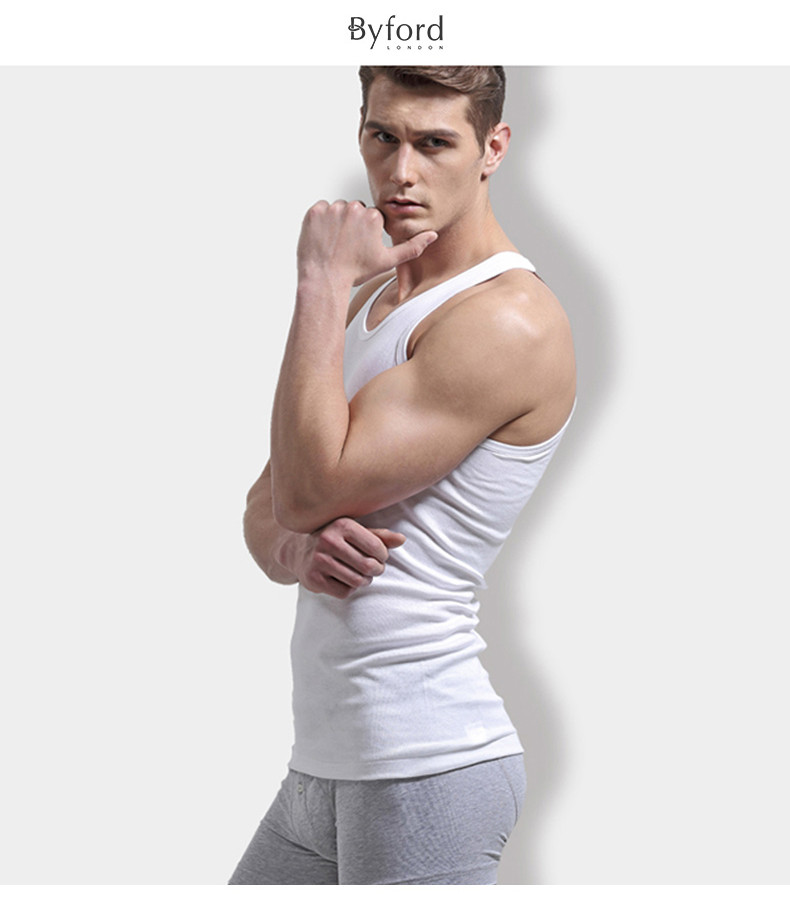 byford/百富男士背心美棉修身运动背心打底衫汗衫无袖内衣男-mw820
