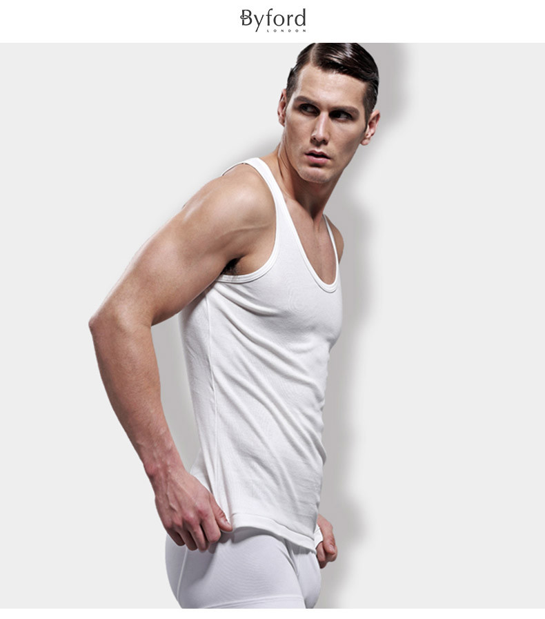 byford/百富男士背心圆领无袖内衣运动内衣打底衫有机棉汗衫-mw810