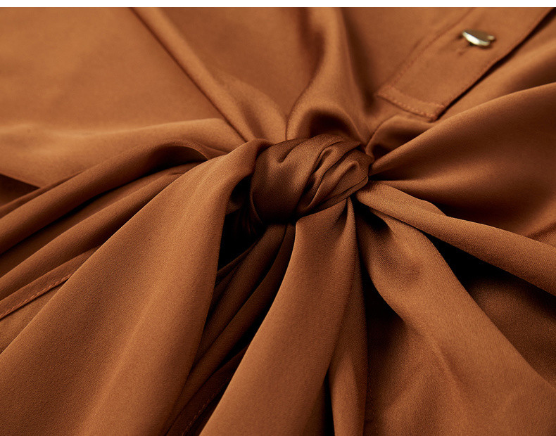 wear】2018秋冬新品服装女士长袖衬衫时尚优雅修身打结衬衫 360103