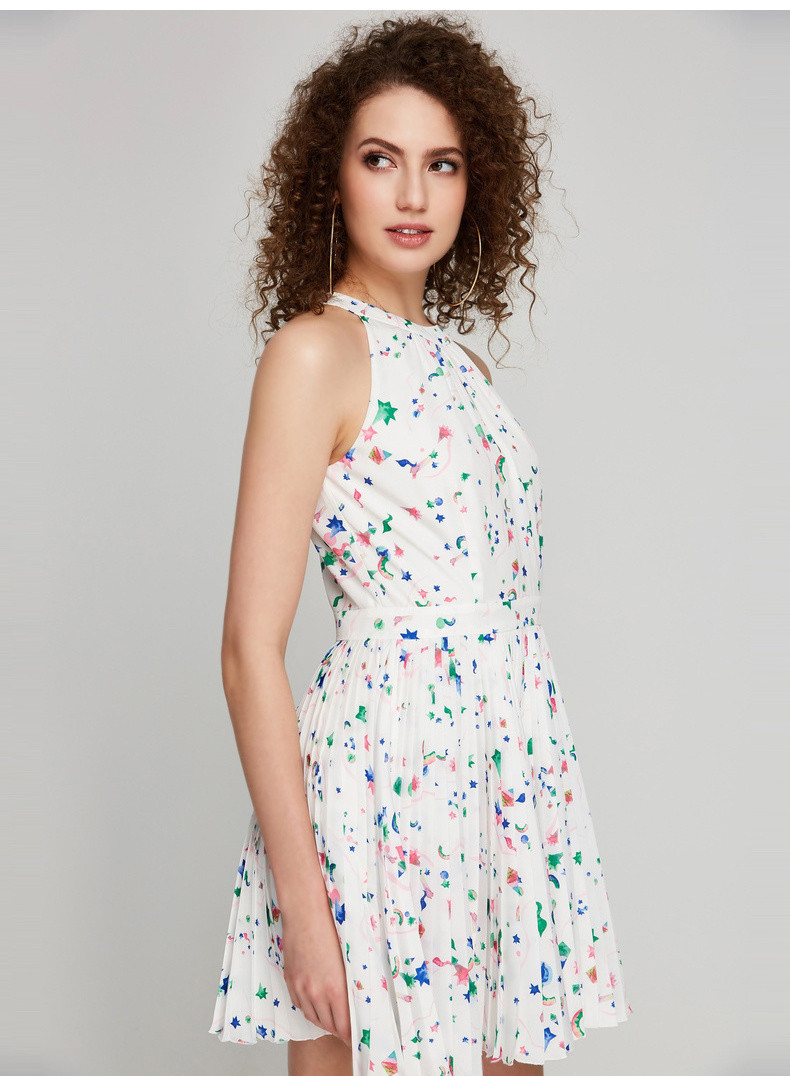 bebe/bebe【designer womenwear】2019春夏季新品女士连衣裙碎花挂脖