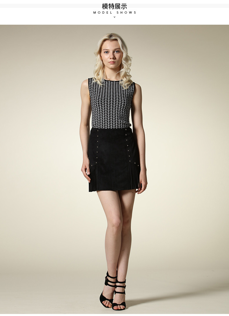 womenwear】女士针织衫/毛衣 几何格纹无袖背心针织衫 330301