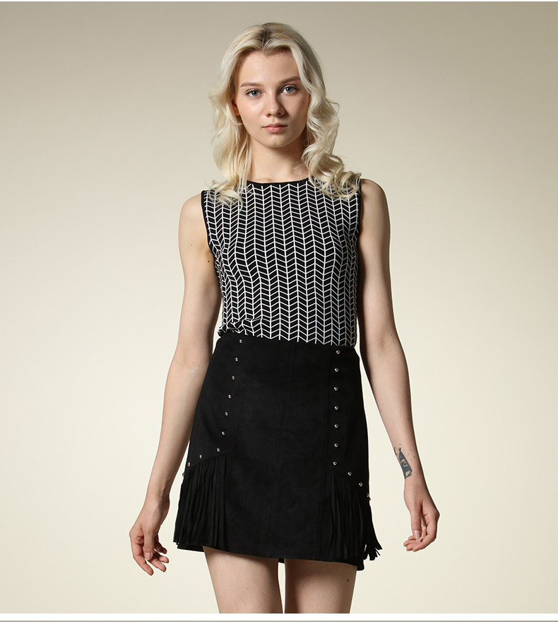 womenwear】女士针织衫/毛衣 几何格纹无袖背心针织衫 330301