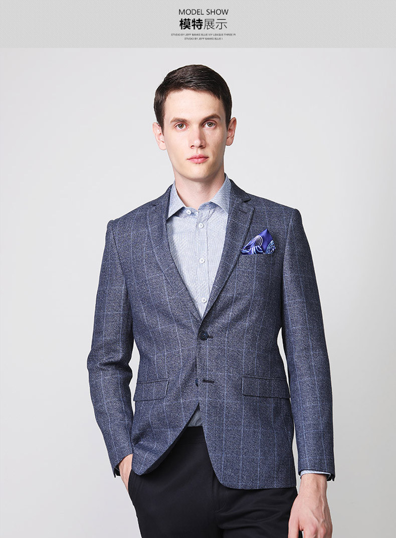 banks/杰夫班克斯秋冬新品男士西服格子单件西服上衣男西装外套英国原