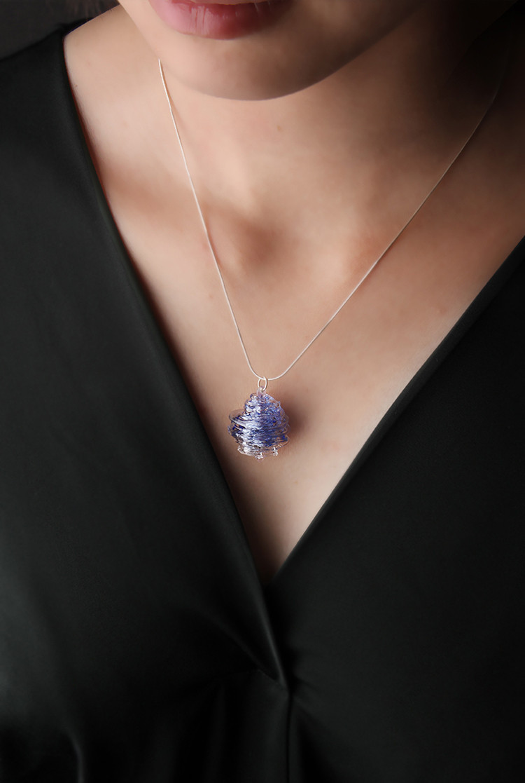 玻心璃语旋纹缠丝项链手工创意玻璃绕丝项链文艺个性时尚吊坠玻璃首饰