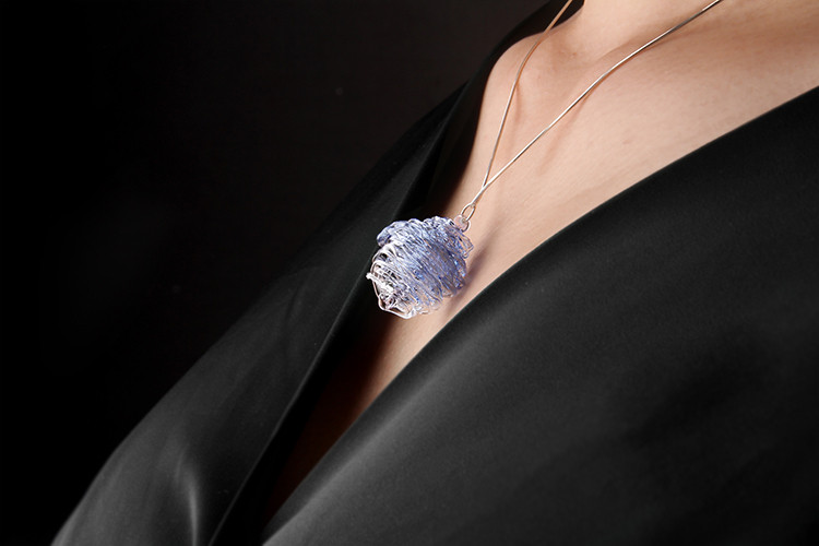 玻心璃语旋纹缠丝项链手工创意玻璃绕丝项链文艺个性时尚吊坠玻璃首饰