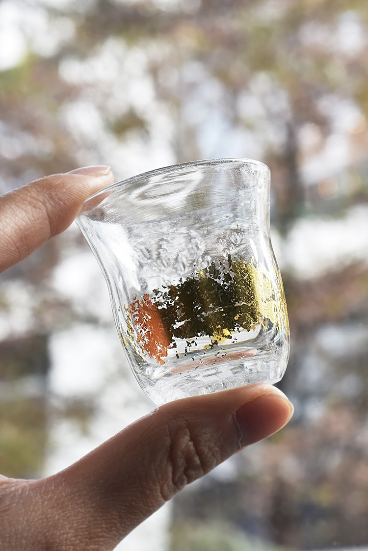 letstalkglass/玻心璃语designeracc流金品杯手工吹制金箔肌理玻璃