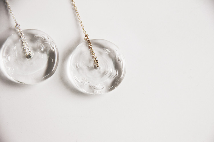 【designerjewelry】letstalkglass/玻心璃语泠泉湖石圆盘耳坠手工