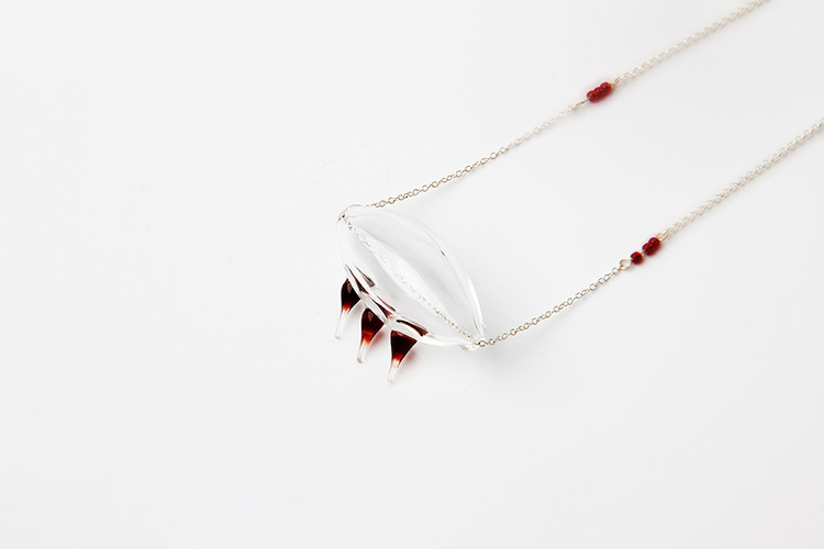 玻心璃语真血棘刺项链手工创意玻璃项链文艺个性时尚吊坠玻璃首饰